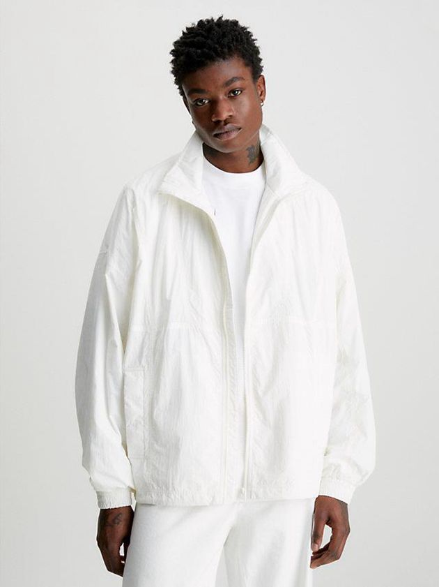 Calvin Klein USA Oversized Nylon Zip Up Mens Jacket White 0739685-DT